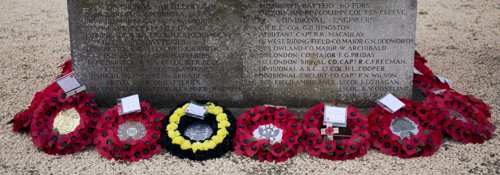 A selection of the many wreaths laid around the Monument